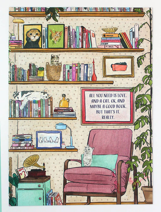 elembee All You Need Is Love. And A Cat. And A Book, 1000 Piece Puzzle