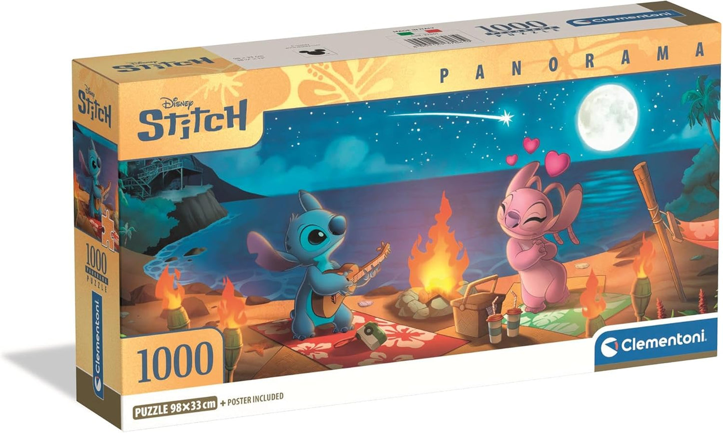Clementoni Disney Panorama: Stitch and Angel, 1000 Piece Puzzle - Imported