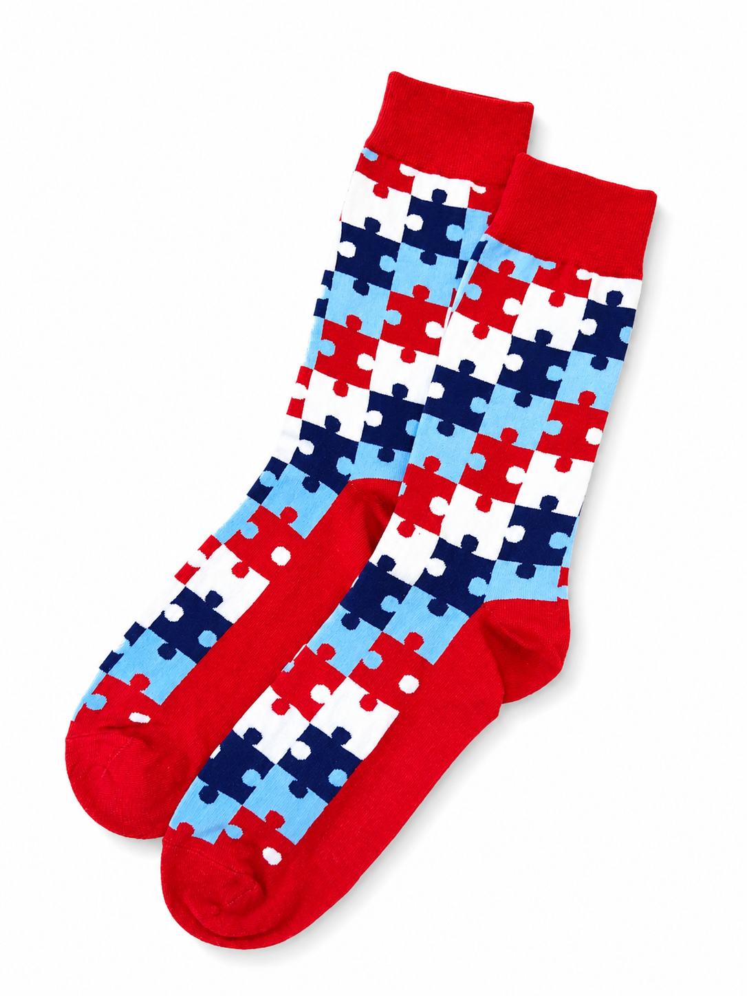 Unisex Puzzle Socks, Red