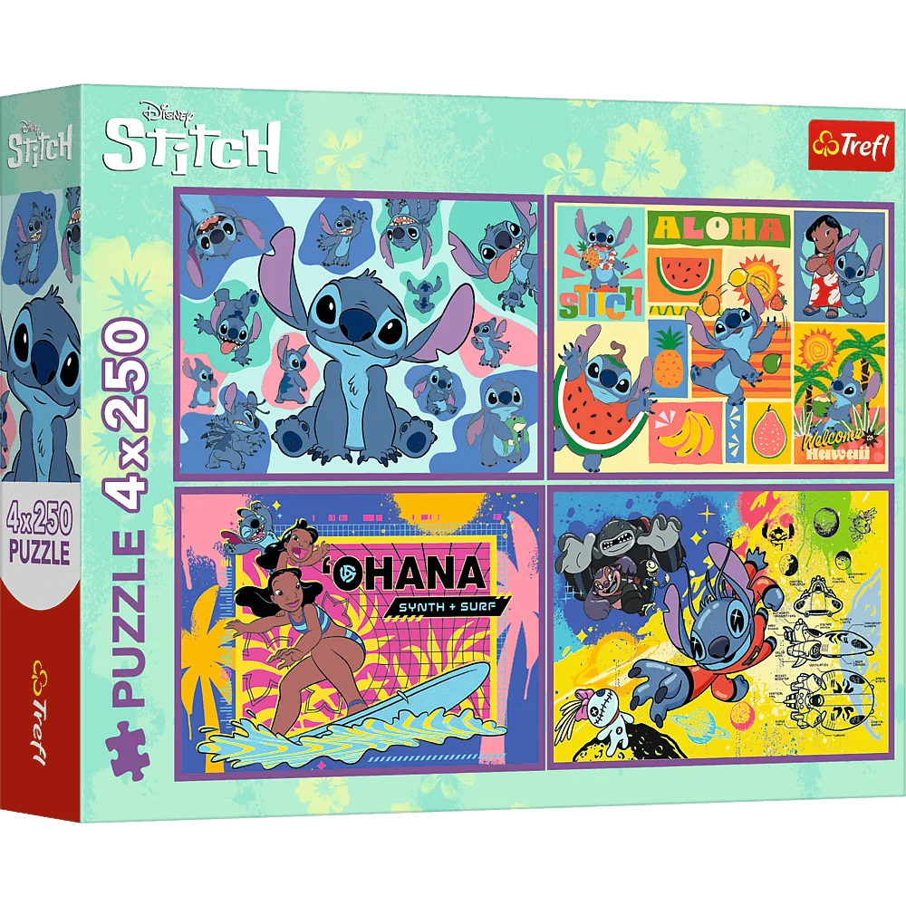 Trefl Disney Extraordinary Stitch, 4 x 250 Piece Puzzle - Imported