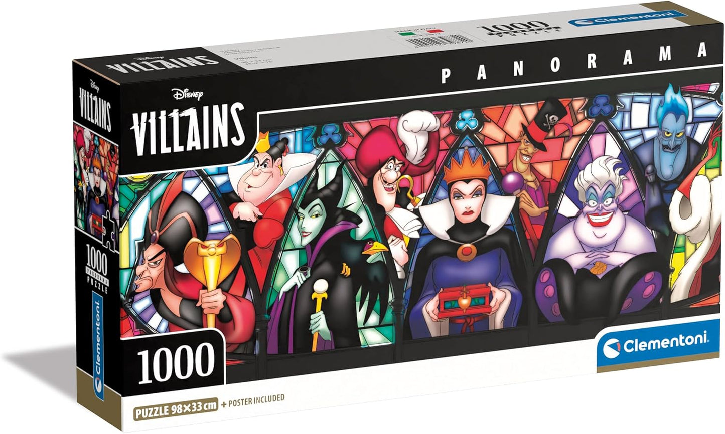 Clementoni Disney Panorama Villains, 1000 Piece Puzzle - Imported
