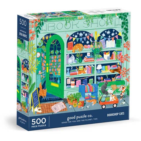 Good Puzzle Co. Bookshop Cats, 500 Pieces