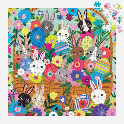 Mudpuppy Blooming Bunnies Foil Puzzle, 500 Piece Puzzle
