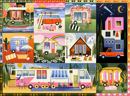 Puzzlefolk Happy Campers, 1000 Piece Puzzle