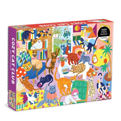 Mudpuppy Cozy Cat Club, 1000 Piece Puzzle