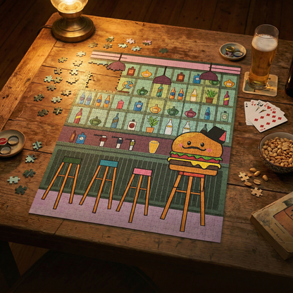 Sunshine Puzzles Burgerman's Pun, 1000 Piece Puzzle