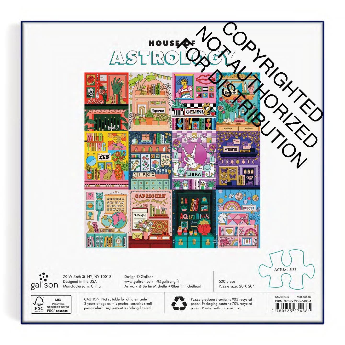 Galison House of Astrology Foil, 500 Piece Puzzle