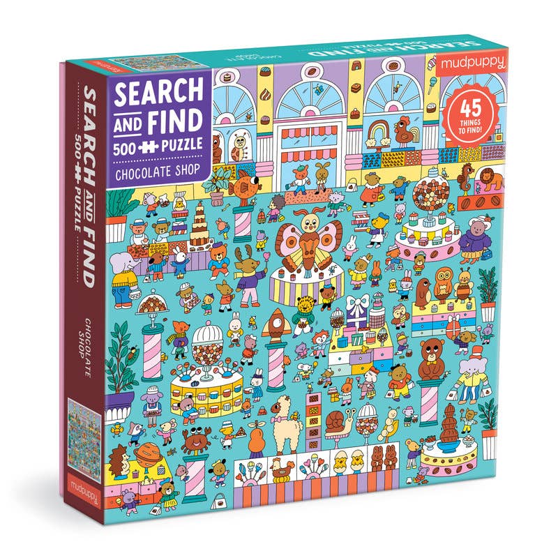 Mudpuppy Search and Find: Chocolate Shop, 500 Piece Puzzle