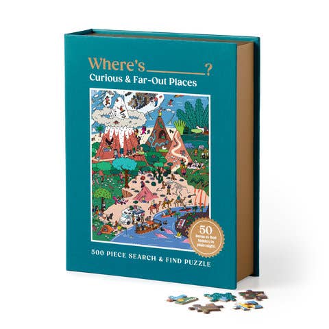 Galison Search and Find: Where’s ________? Curious and Far Out Places, 500 Piece Puzzle