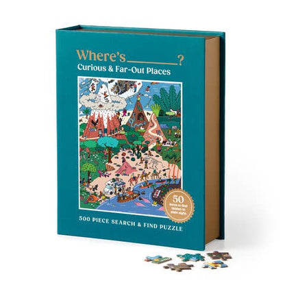 Galison Search and Find: Where’s ________? Curious and Far Out Places, 500 Piece Puzzle
