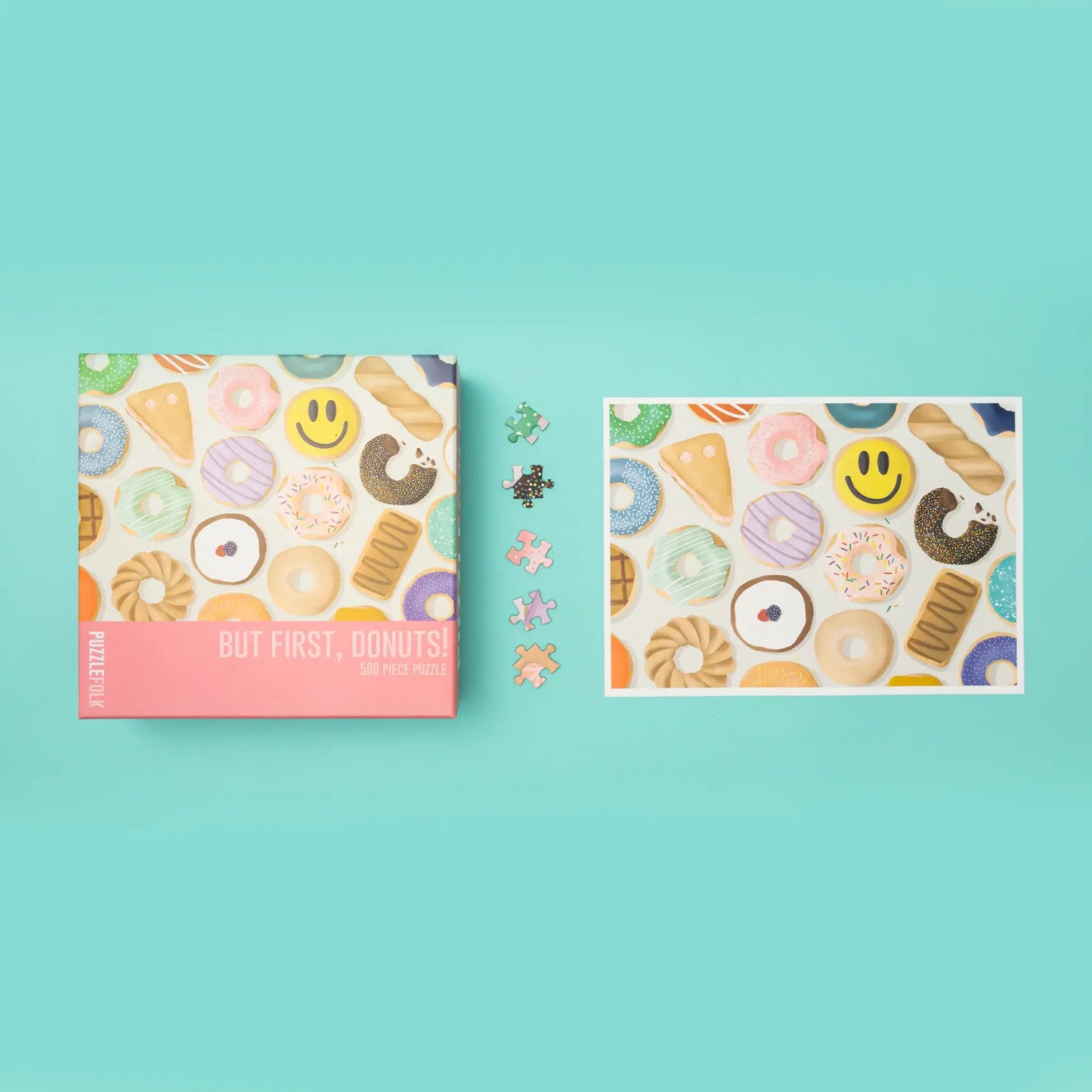 Puzzlefolk But First, Donuts, 500 piece puzzle
