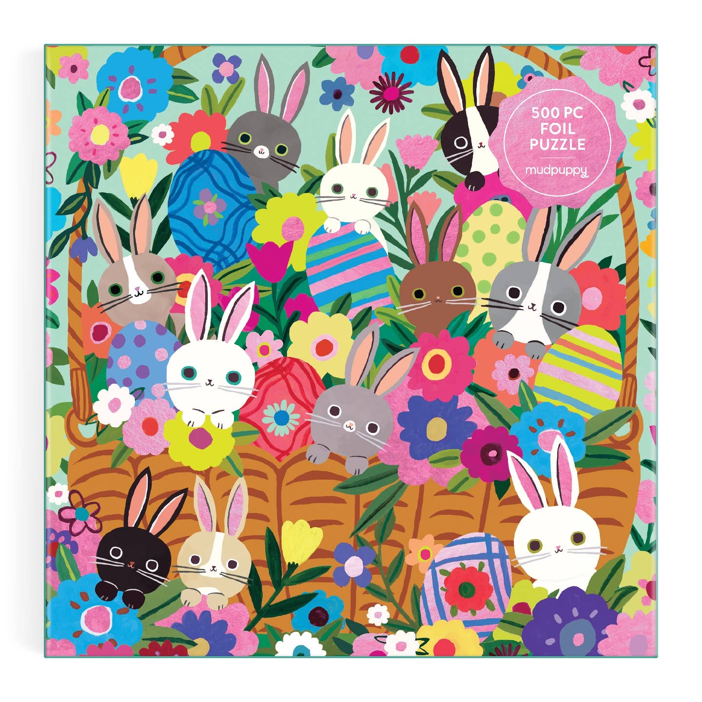 Mudpuppy Blooming Bunnies Foil Puzzle, 500 Piece Puzzle