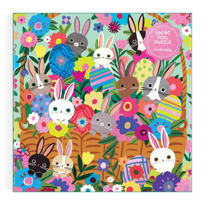 Mudpuppy Blooming Bunnies Foil Puzzle, 500 Piece Puzzle