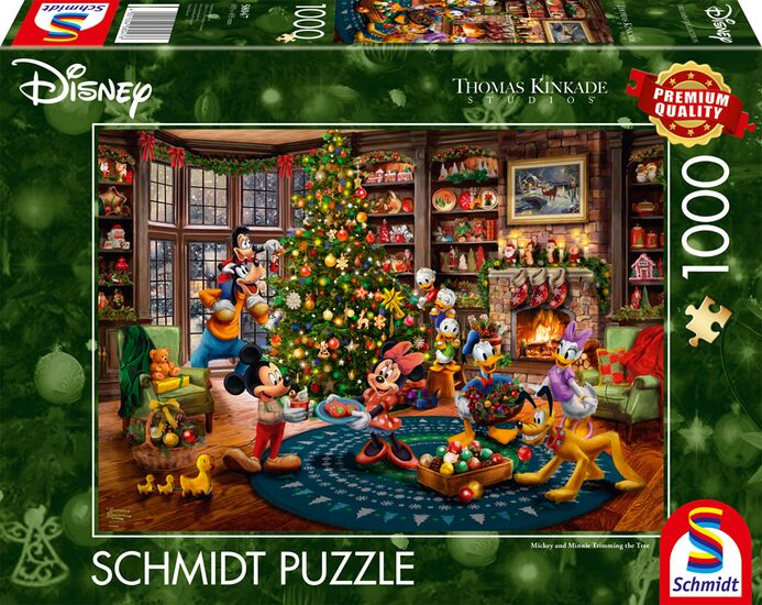 Schmidt Thomas Kinkade: Mickey and Minnie Trimming the Tree, 1000 Piece Puzzle - Imported