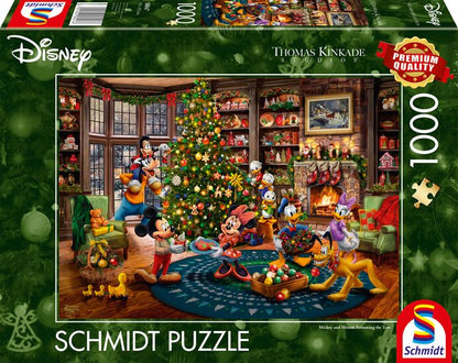 Schmidt Thomas Kinkade: Mickey and Minnie Trimming the Tree, 1000 Piece Puzzle - Imported