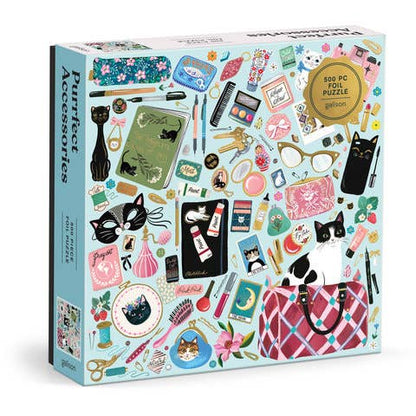 Galison Purrfect Accessories Foil, 500 Piece Puzzle