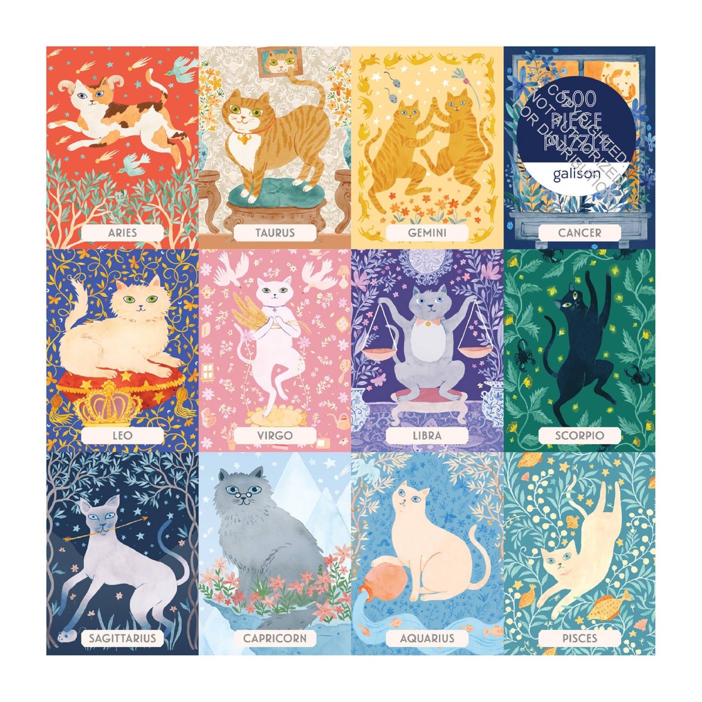 Galison Cat Zodiac, 500 Piece Puzzle