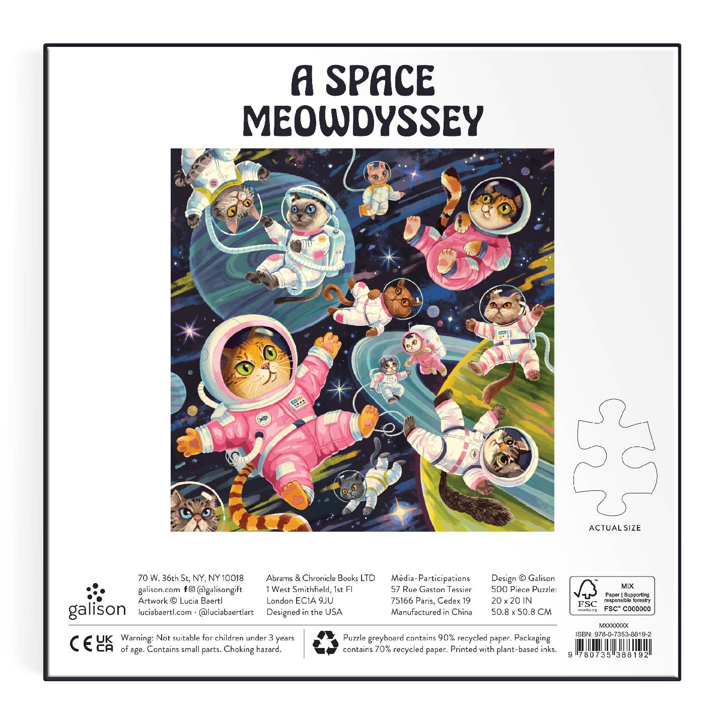 Galison A Space Meowdyssey, 500 Piece Puzzle