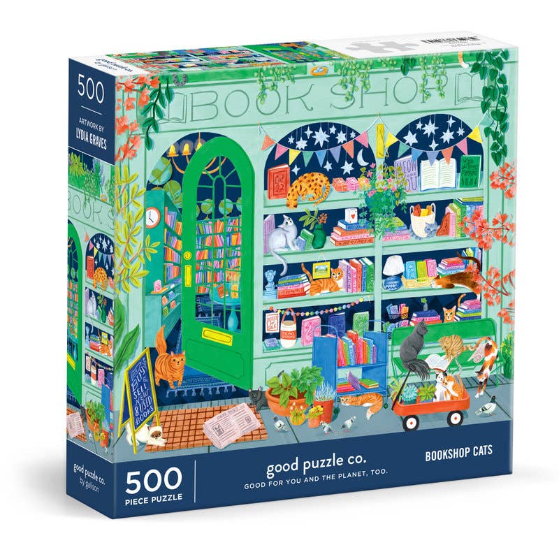 Good Puzzle Co. Bookshop Cats, 500 Pieces