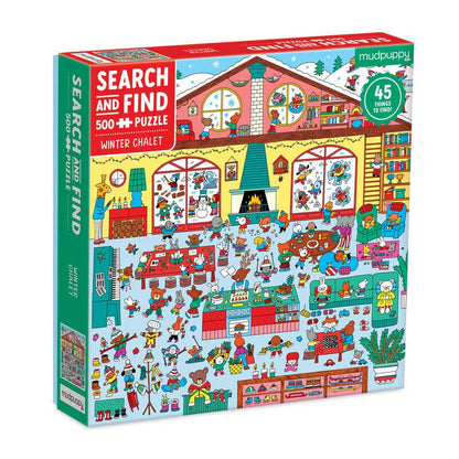 Mudpuppy Search and Find: Winter Chalet, 500 Piece Puzzle