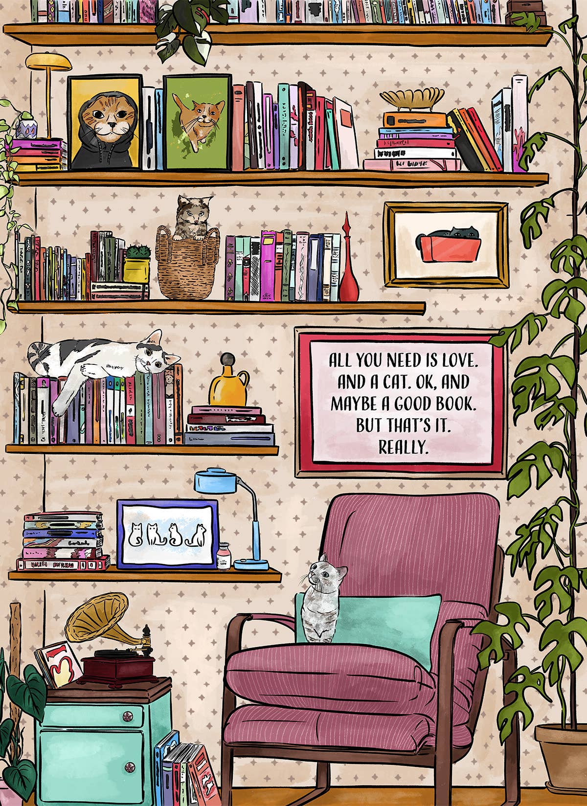elembee All You Need Is Love. And A Cat. And A Book, 1000 Piece Puzzle