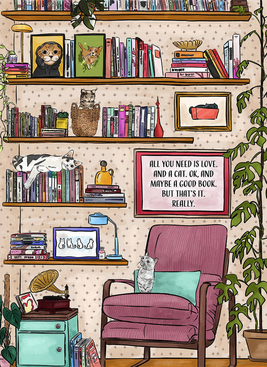elembee All You Need Is Love. And A Cat. And A Book, 1000 Piece Puzzle