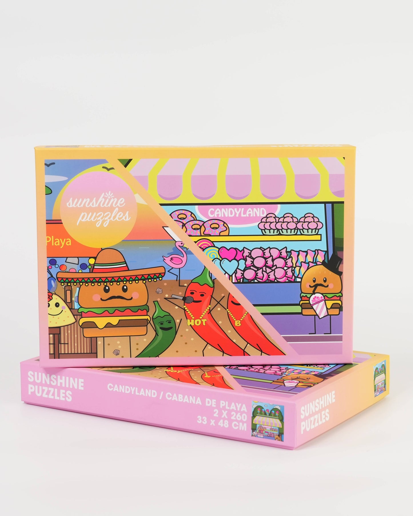 Sunshine Puzzles Beach Cabana/ Candyland, 2 x 260 Piece Puzzle