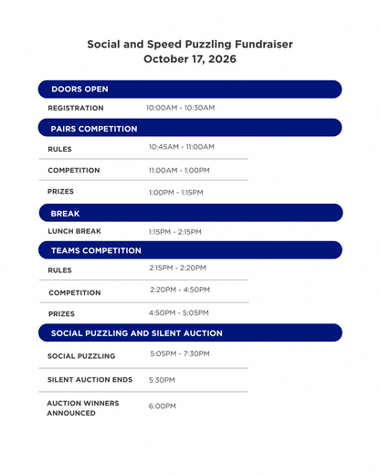 Social and Speed Puzzling Fundraiser Event Ticket