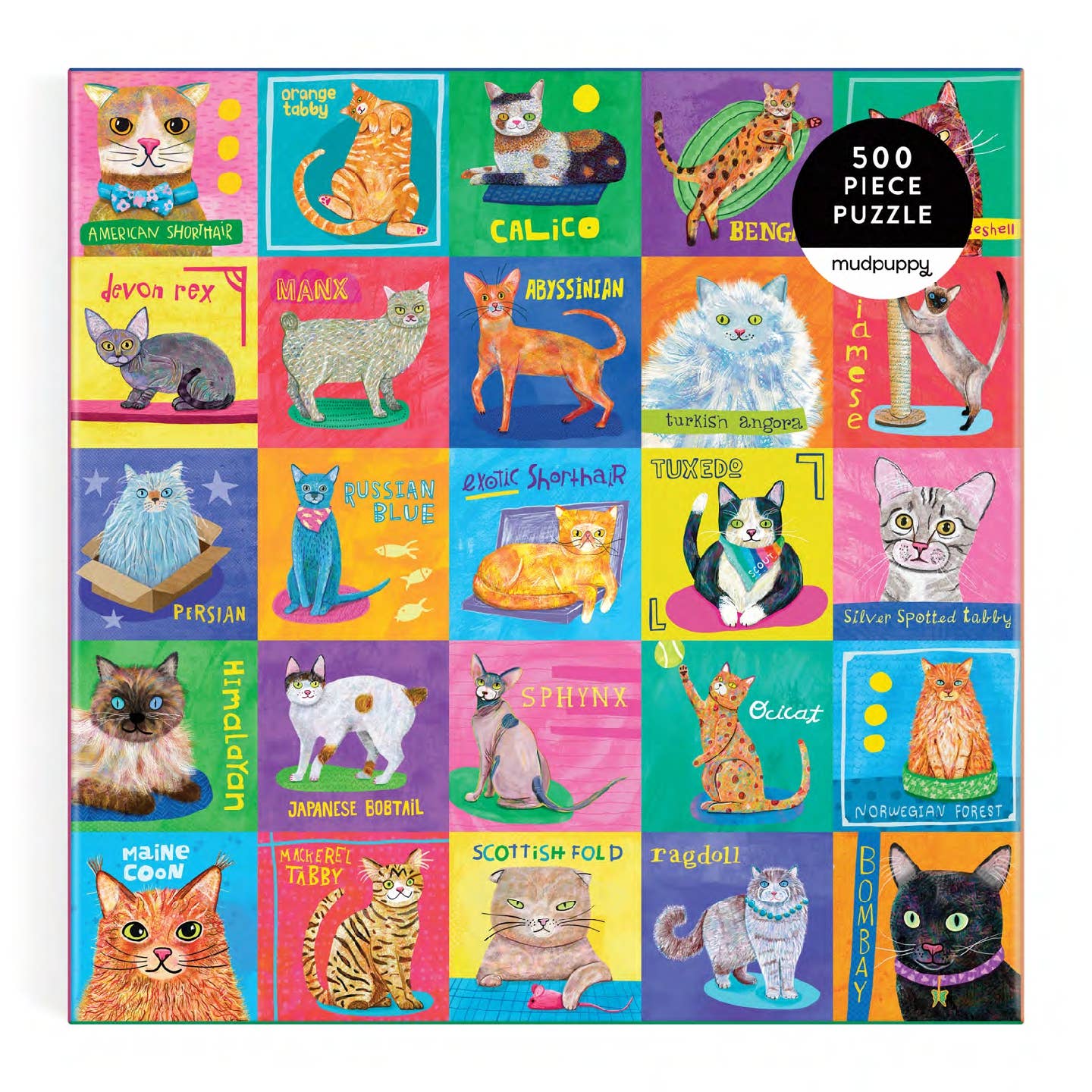 Mudpuppy Purr-fect Portraits, 500 Piece Puzzle