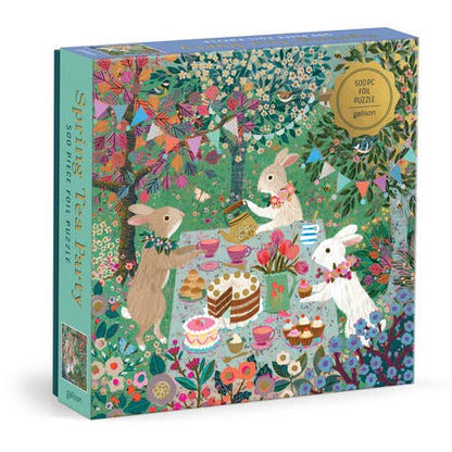 Galison Spring Tea Party Foil, 500 Piece Puzzle