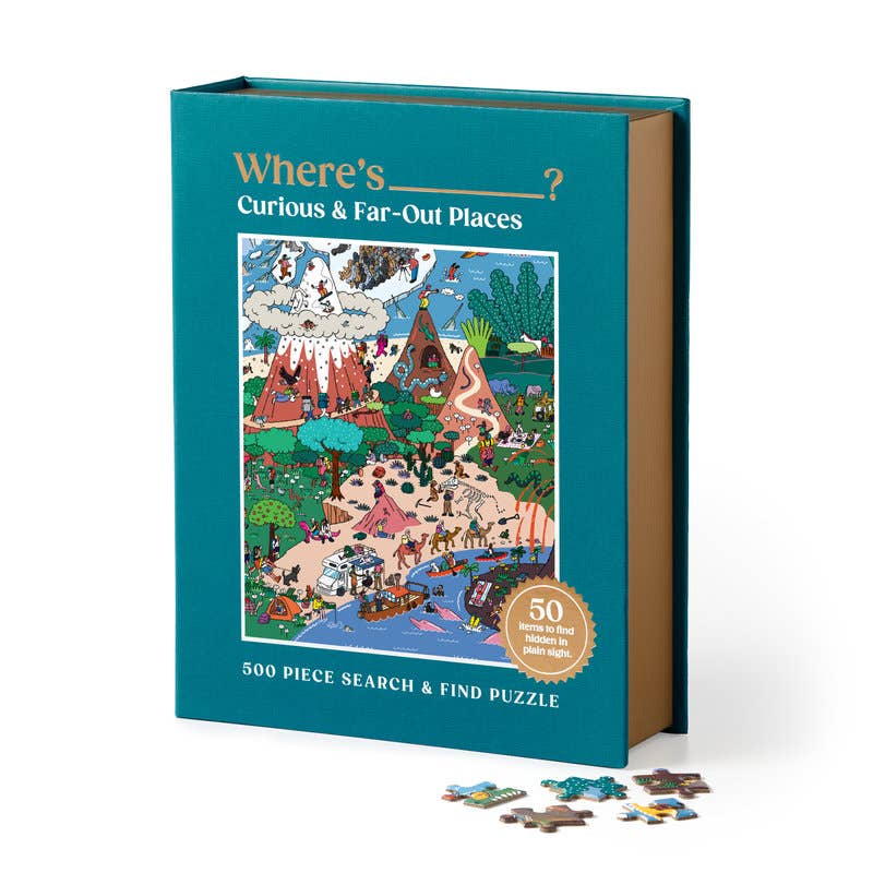 Galison Search and Find: Where’s ________? Curious and Far Out Places, 500 Piece Puzzle