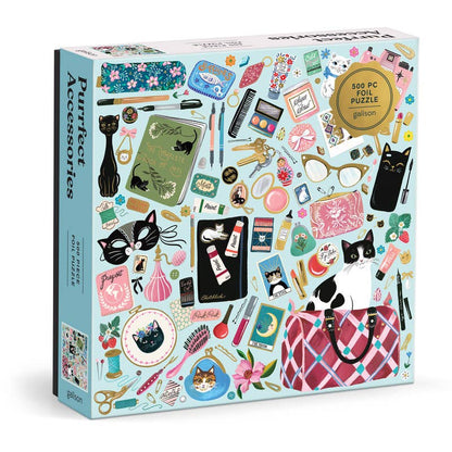 Galison Purrfect Accessories Foil, 500 Piece Puzzle