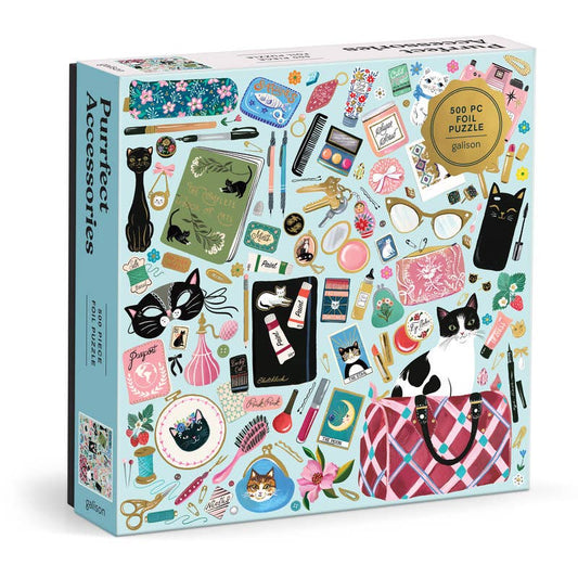 Galison Purrfect Accessories Foil, 500 Piece Puzzle