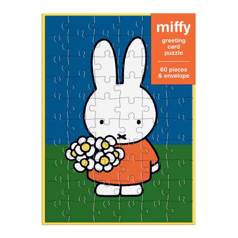 Galison Miffy with Flowers Greeting Card Puzzle, 60 Piece Puzzle
