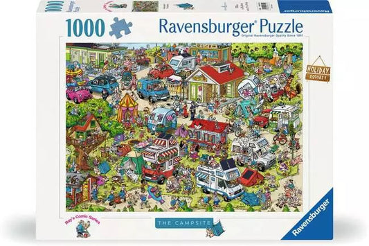 Ravensburger Ray's Comic Series, Holiday Resort: The Campsite, 1000 Piece Puzzle - Imported