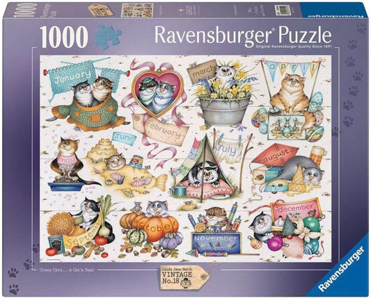 Ravensburger Crazy Cats: A Cat's Year, 1000 Piece Puzzle - Imported