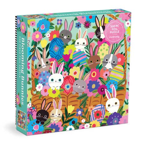 Mudpuppy Blooming Bunnies Foil Puzzle, 500 Piece Puzzle