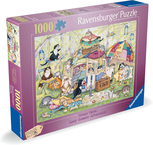 Ravensburger Crazy Cats: Lazy Summer Afternoon, 1000 Piece Puzzle - Imported