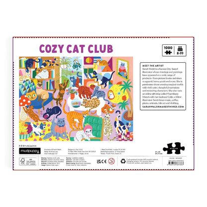 Mudpuppy Cozy Cat Club, 1000 Piece Puzzle