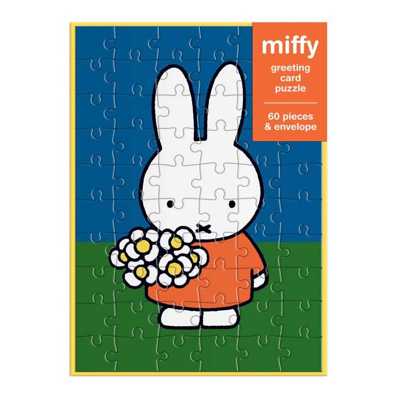 Galison Miffy with Flowers Greeting Card Puzzle, 60 Piece Puzzle