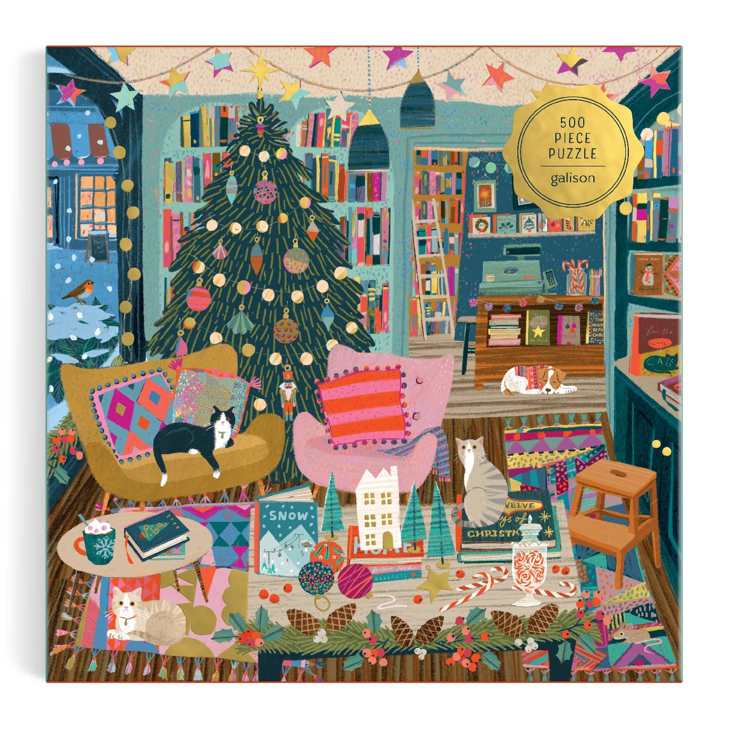 Galison Season’s Readings Foil, 500 Piece Puzzle