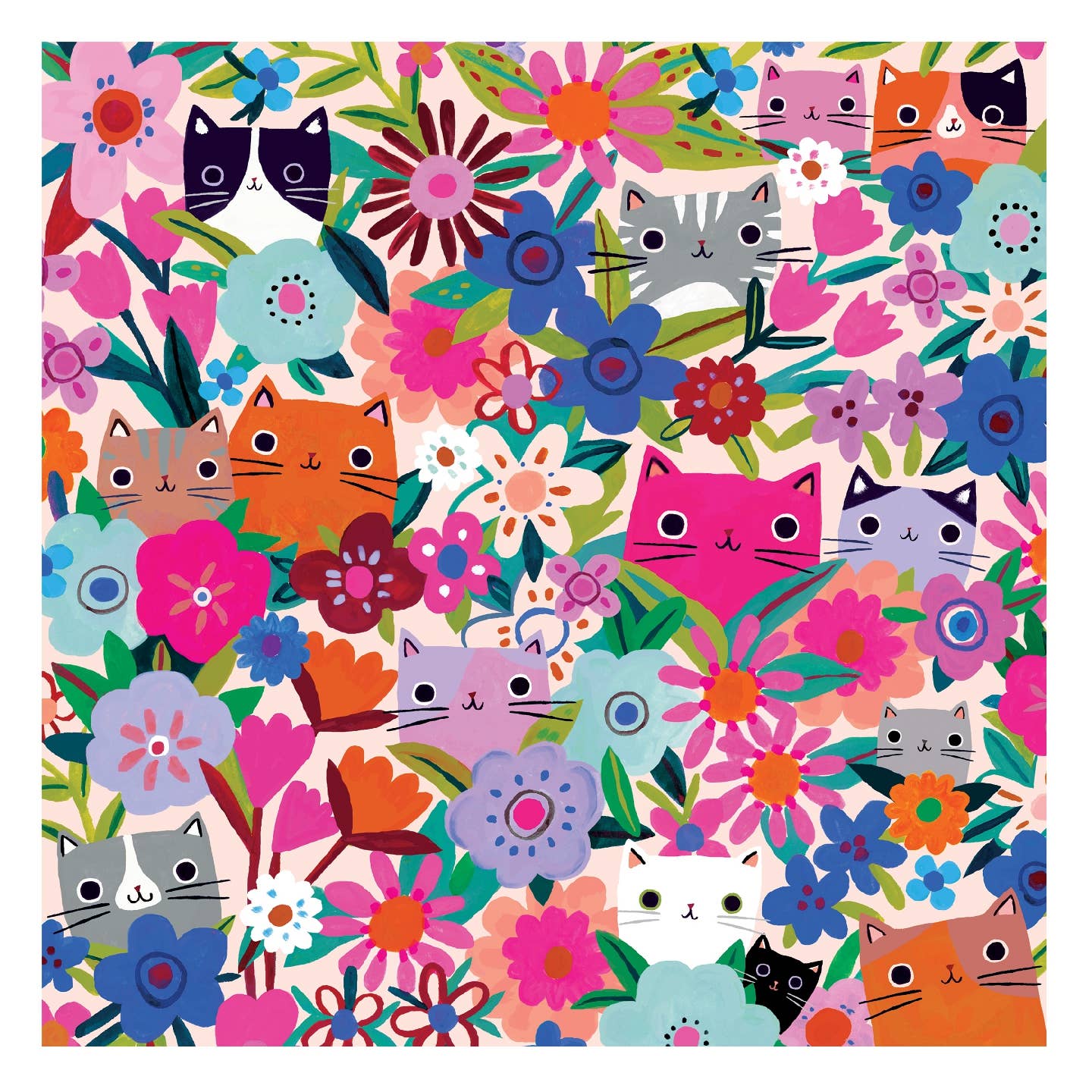 Mudpuppy Blooming Cats, 500 Piece Puzzle