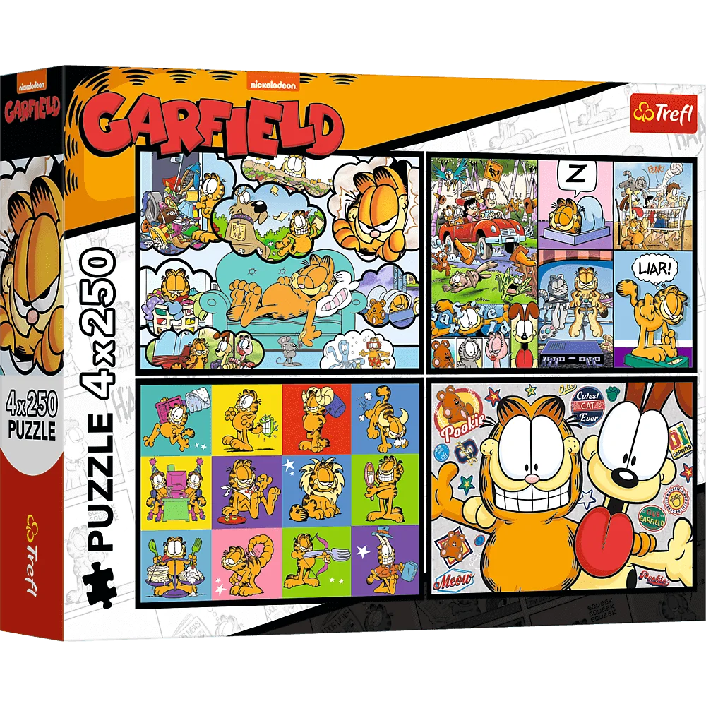 Trefl Garfield Doesn't Like Mondays, 4 x 250 Piece Puzzle - Imported