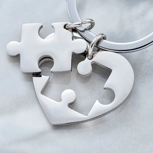 Heart And Jigsaw Piece Keychain