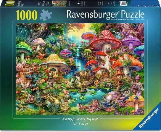 Ravensburger Aimee Stewart Merry Mushroom Village, 1000 Piece Puzzle - Imported