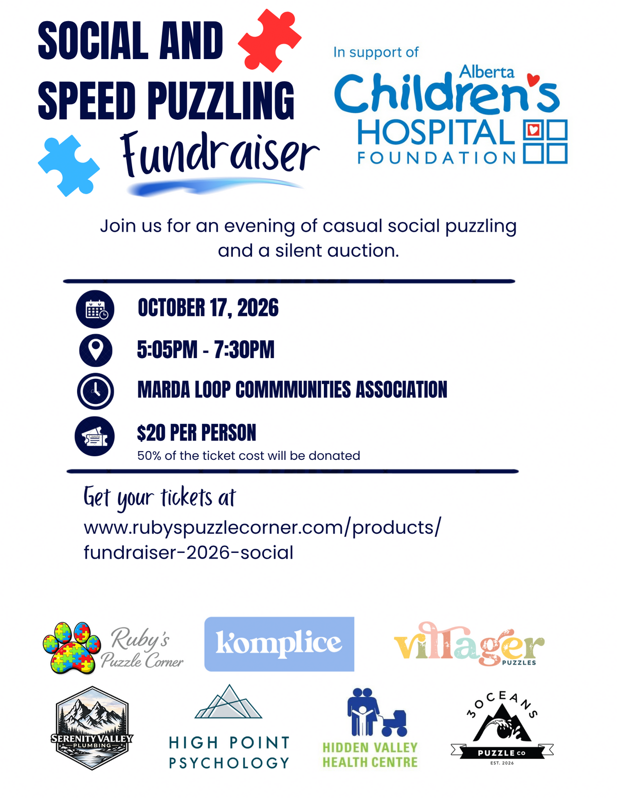 Social and Speed Puzzling Fundraiser - Casual Social Puzzling Only
