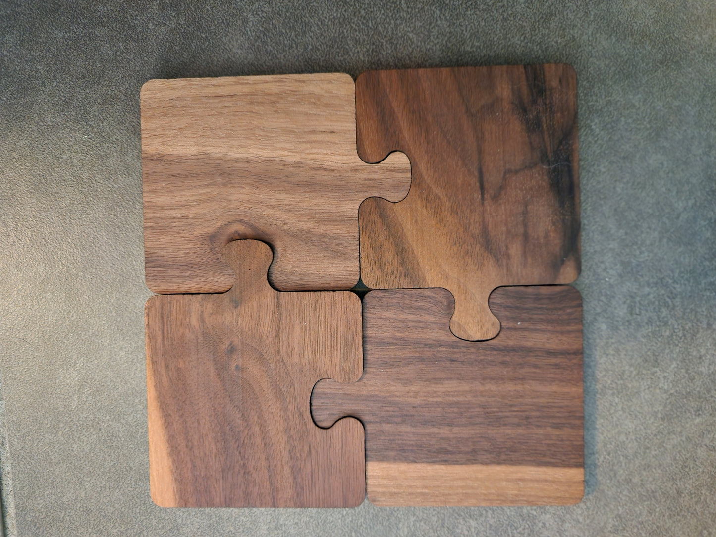 Wooden Puzzle Piece Coaster Set, Black Walnut