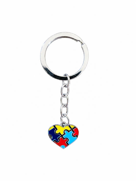 Puzzle Piece Heart Keychain