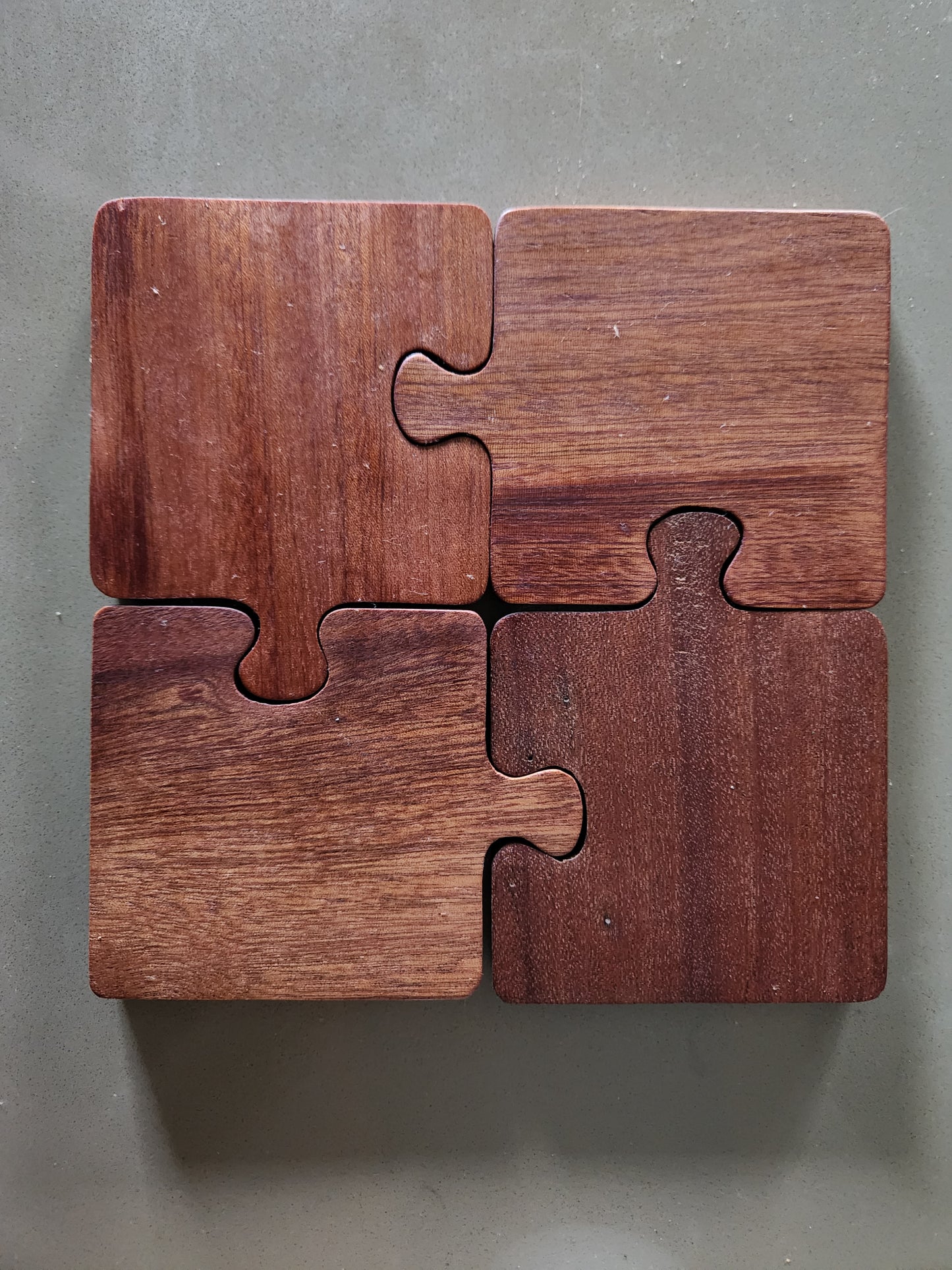 Wooden Puzzle Piece Coaster Set, Ebony