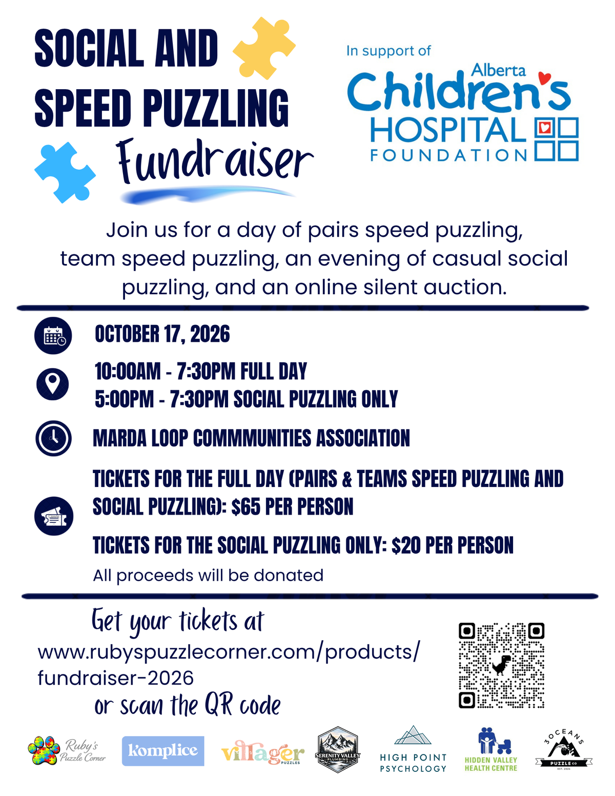 Social and Speed Puzzling Fundraiser Event Ticket - Full Day